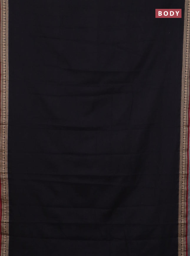 Narayanpet cotton saree black and beige with plain body and thread woven border
