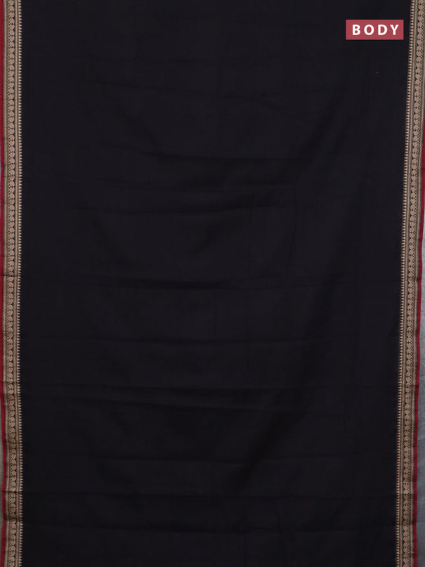 Narayanpet cotton saree black and beige with plain body and thread woven border