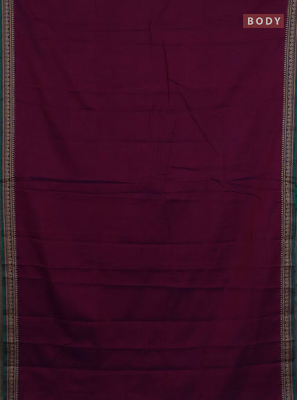 Narayanpet cotton saree purple and blue with plain body and thread woven border