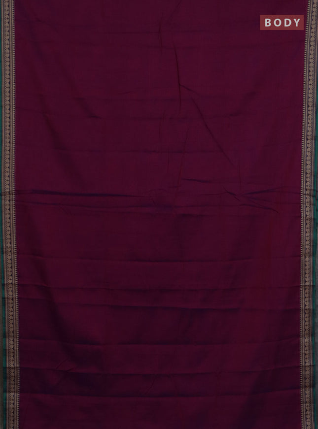 Narayanpet cotton saree purple and blue with plain body and thread woven border