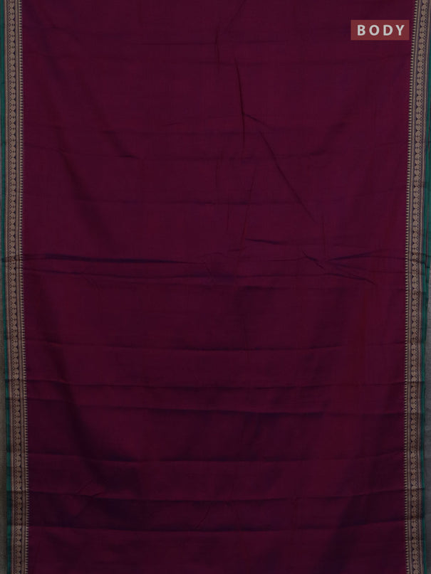 Narayanpet cotton saree purple and blue with plain body and thread woven border