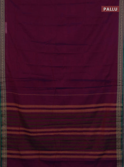 Narayanpet cotton saree purple and blue with plain body and thread woven border