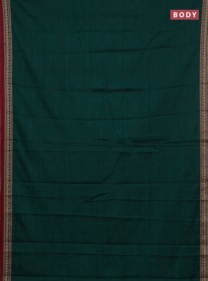 Narayanpet cotton saree green and maroon with plain body and thread woven border