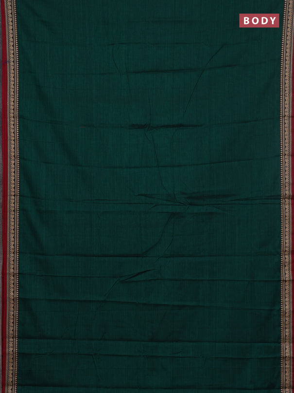 Narayanpet cotton saree green and maroon with plain body and thread woven border