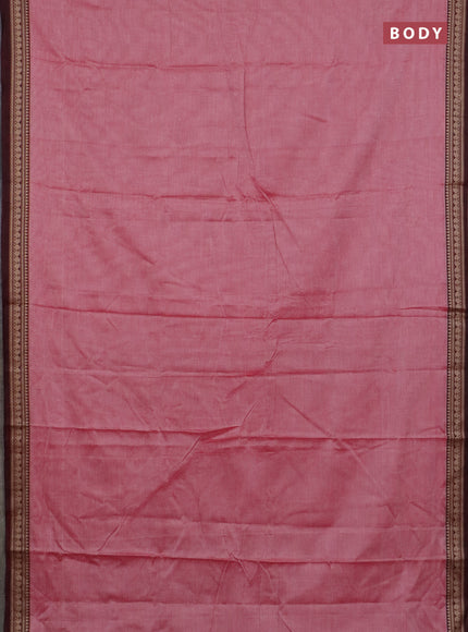 Narayanpet cotton saree red shade and maroon with plain body and thread woven border