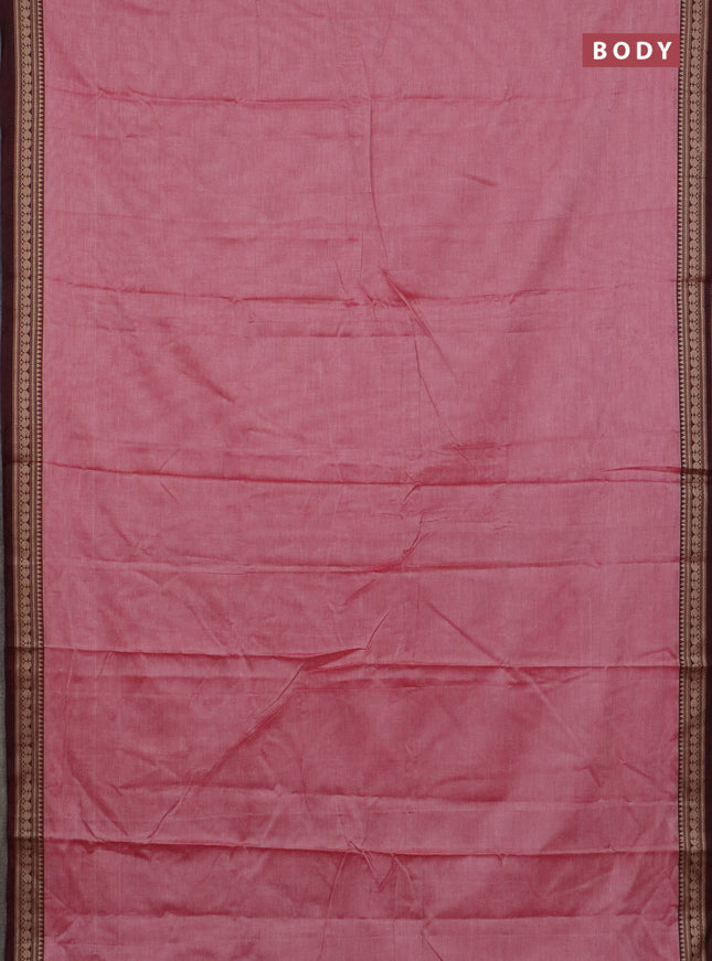 Narayanpet cotton saree red shade and maroon with plain body and thread woven border
