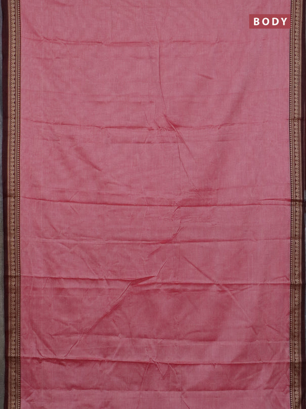 Narayanpet cotton saree red shade and maroon with plain body and thread woven border