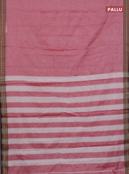 Narayanpet cotton saree red shade and maroon with plain body and thread woven border