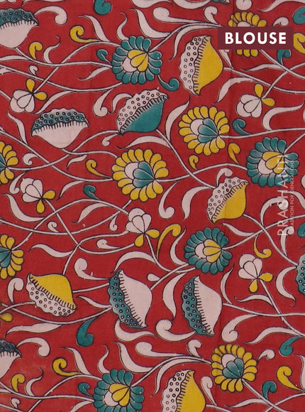 Narayanpet cotton saree red shade and maroon with plain body and thread woven border