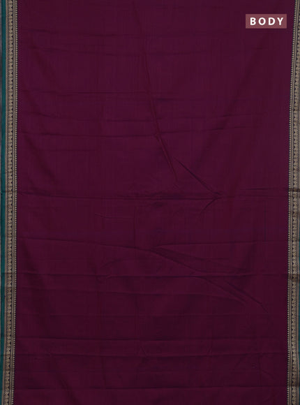 Narayanpet cotton saree purple and beige with plain body and thread woven border