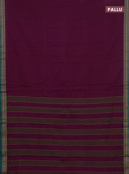 Narayanpet cotton saree purple and beige with plain body and thread woven border
