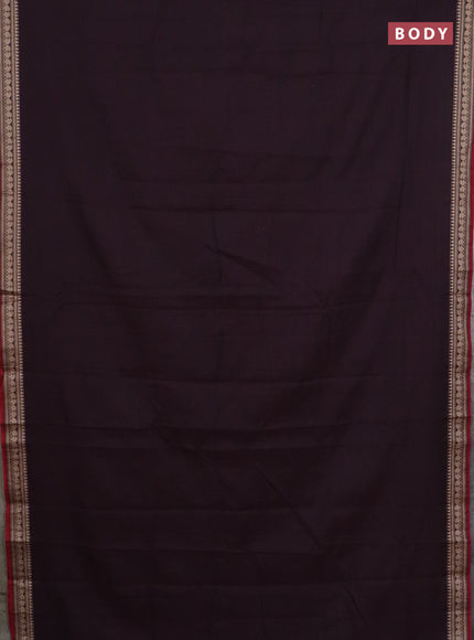 Narayanpet cotton saree deep wine shade and maroon with plain body and thread woven border