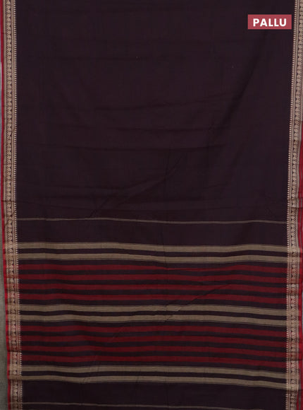 Narayanpet cotton saree deep wine shade and maroon with plain body and thread woven border