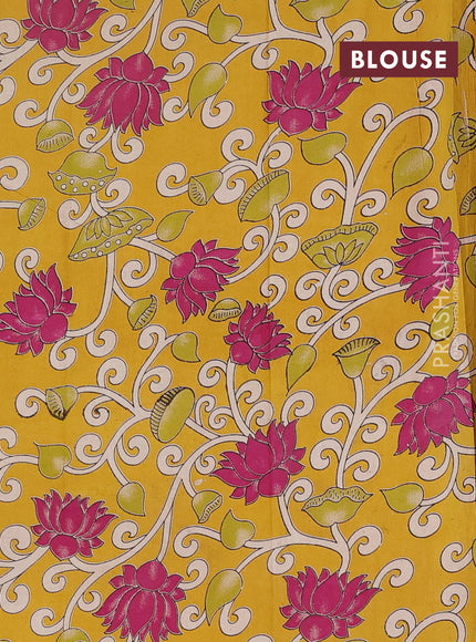 Narayanpet cotton saree dual shade of bluish green and yellow with plain body and thread woven border