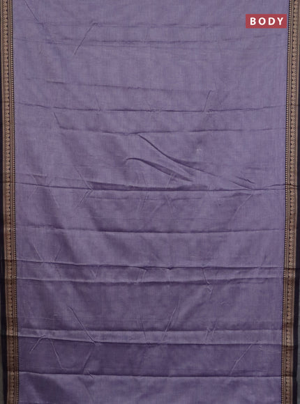 Narayanpet cotton saree lavender and black with plain body and thread woven border