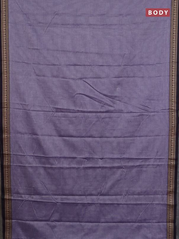 Narayanpet cotton saree lavender and black with plain body and thread woven border