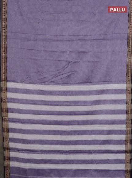 Narayanpet cotton saree lavender and black with plain body and thread woven border