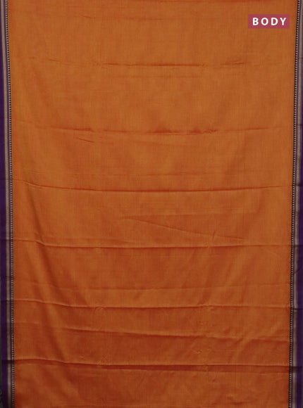 Narayanpet cotton saree orange and pink with plain body and thread woven border