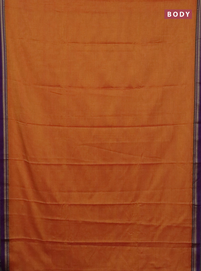 Narayanpet cotton saree orange and pink with plain body and thread woven border