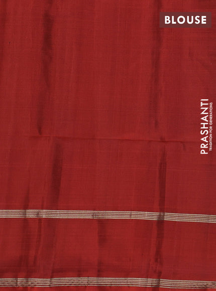 Pure soft silk saree navy blue and rustic orange with zari woven buttas and rettapet zari woven border