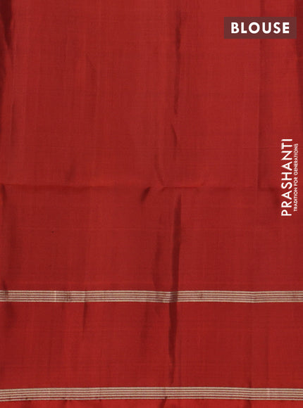 Pure soft silk saree deep maroon and orange with zari woven buttas and rettapet zari woven border