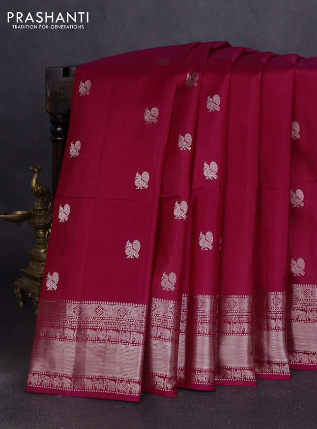 Pure soft silk saree pink with annam zari woven buttas and rich zari woven border