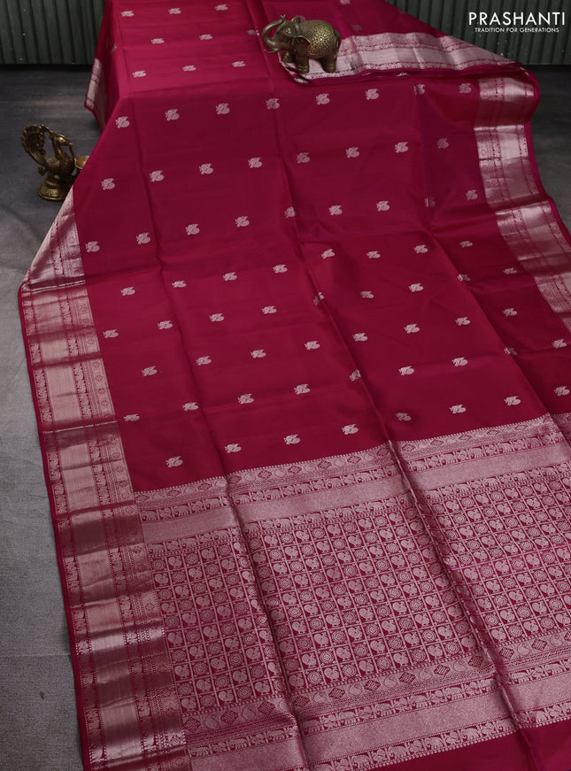 Pure soft silk saree pink with annam zari woven buttas and rich zari woven border