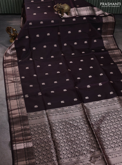 Pure soft silk saree wine shade with annam zari woven buttas and rich zari woven border