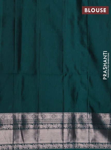 Pure soft silk saree teal green with annam zari woven buttas and rich zari woven border