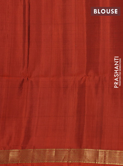 Pure soft silk saree navy blue and rustic orange with zari woven buttas and zari woven border