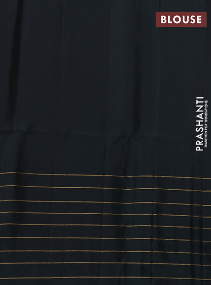Pure soft silk saree rustic orange and bottle green with zari woven floral buttas and long zari woven checked border