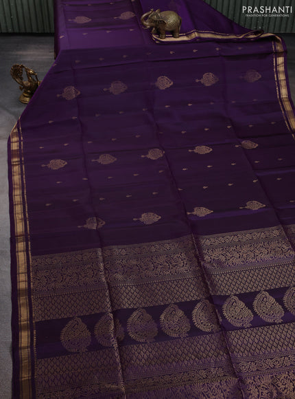 Pure soft silk saree purple with zari woven buttas and zari woven border