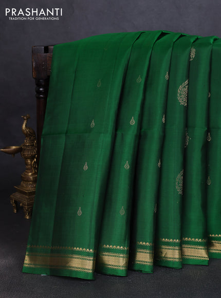 Pure soft silk saree green with zari woven buttas and zari woven border