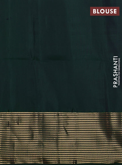 Pure soft silk saree yellow and dual shade of bottle green with silver & gold zari woven buttas and zari woven border