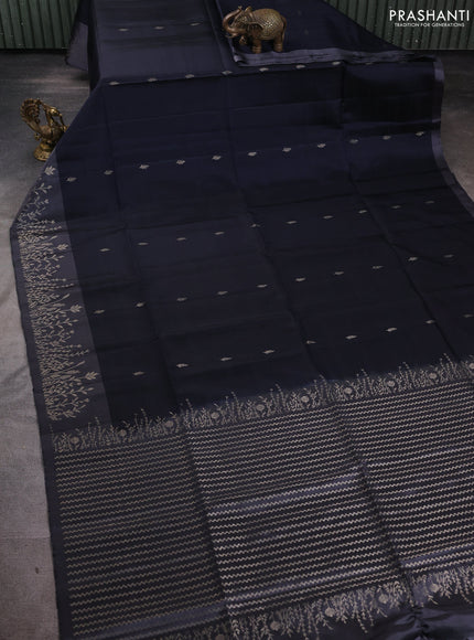 Pure soft silk saree elephnat grey and grey with zari woven buttas and zari woven border