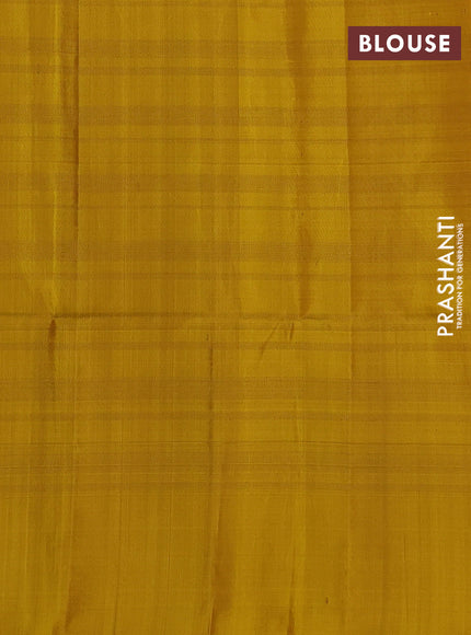 Pure soft silk saree dark mustard and yellow with zari woven buttas and zari woven border