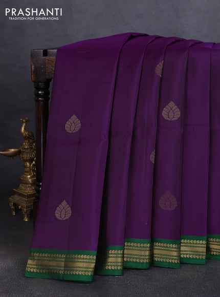 Pure soft silk saree purple and green with zari woven buttas and zari woven border