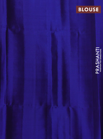 Pure soft silk saree royal blue with zari woven buttas in borderless style