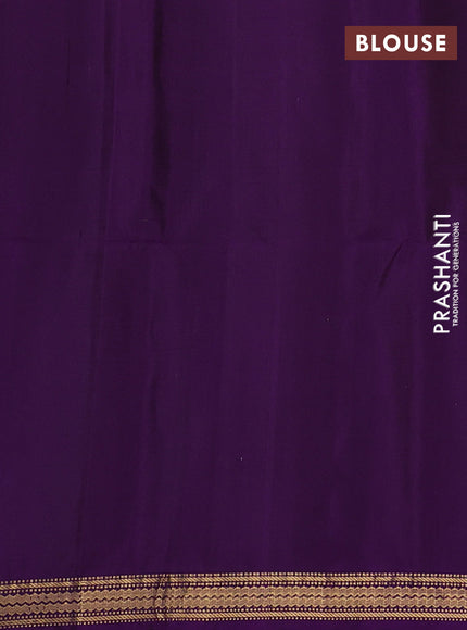 Pure soft silk saree mehendi green and purple with annam zari woven buttas and zari woven border