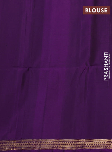 Pure soft silk saree dark mustard and purple with annam zari woven buttas and zari woven border