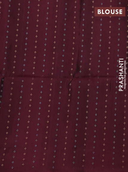 Pure soft silk saree maroon with floral zari woven buttas in borderless style