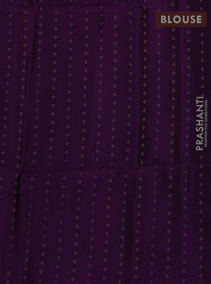 Pure soft silk saree purple with floral zari woven buttas in borderless style