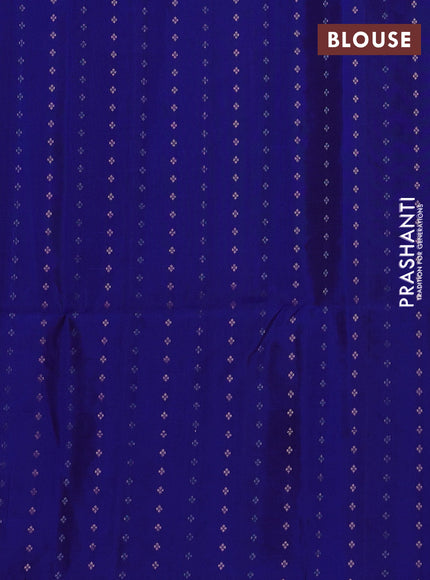 Pure soft silk saree royal blue with floral zari woven buttas in borderless style