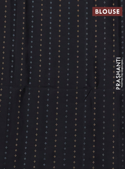 Pure soft silk saree black with floral zari woven buttas in borderless style