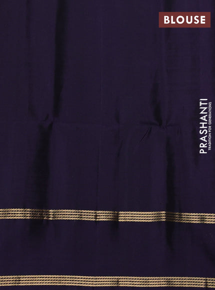 Pure soft silk saree grey and dark blue with silver & silver zari weaves and rettapet zari woven border
