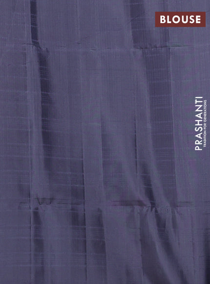 Pure soft silk saree teal blue and grey with allover checks & zari buttas and zari woven border
