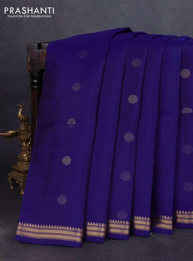 Pure soft silk saree royal blue with zari woven rudhraksha buttas and zari woven border