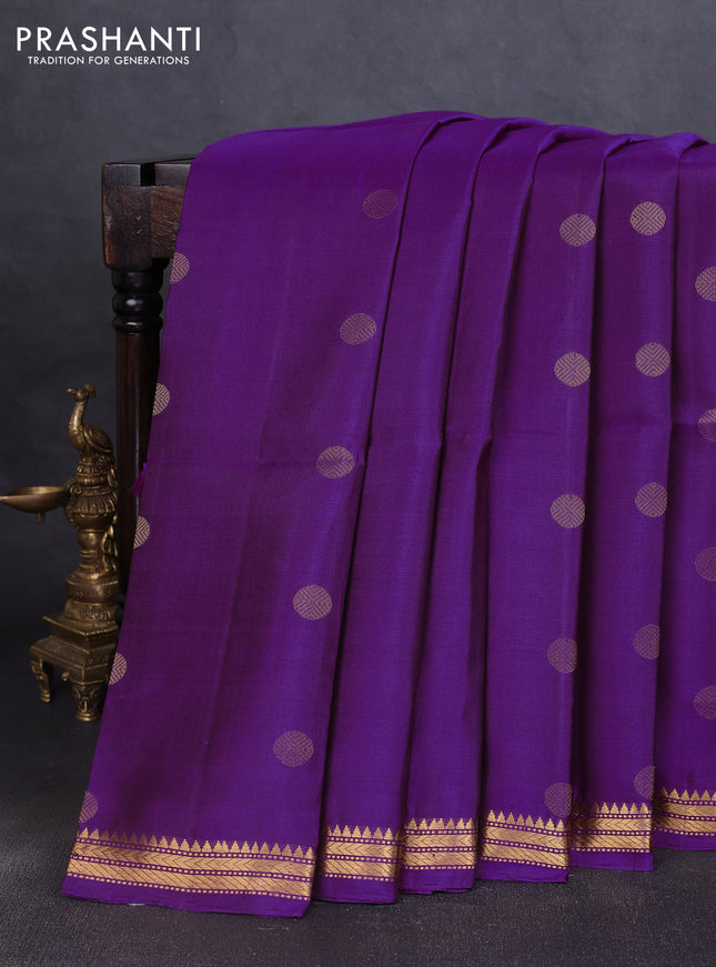 Pure soft silk saree purple with zari woven rudhraksha buttas and zari woven border