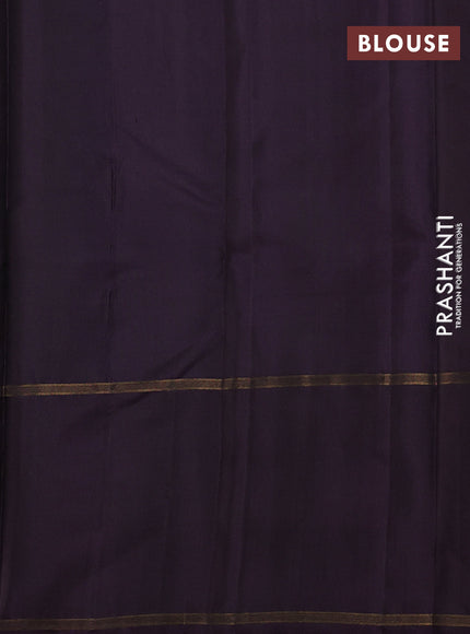Pure soft silk saree teal green shade and jamun shade with allover zari stripe pattern and long zari woven border