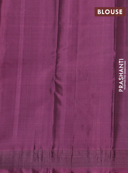 Pure soft silk saree peacock blue and mauve pink with allover silver zari stripe pattern and long silver zari woven border